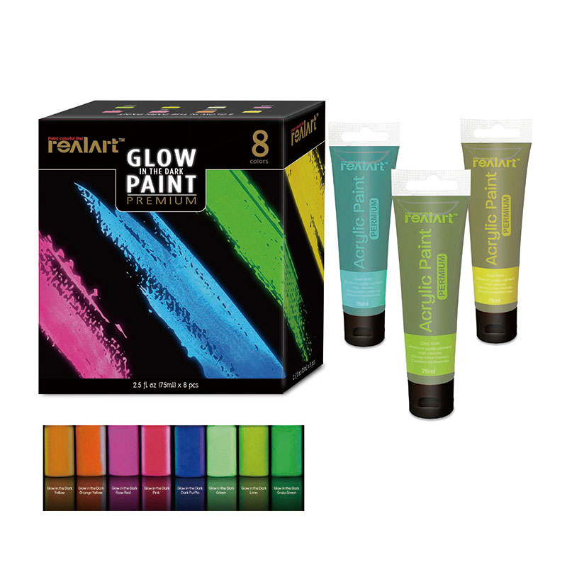 8 Colors 75ml Glow Acrylic Paint